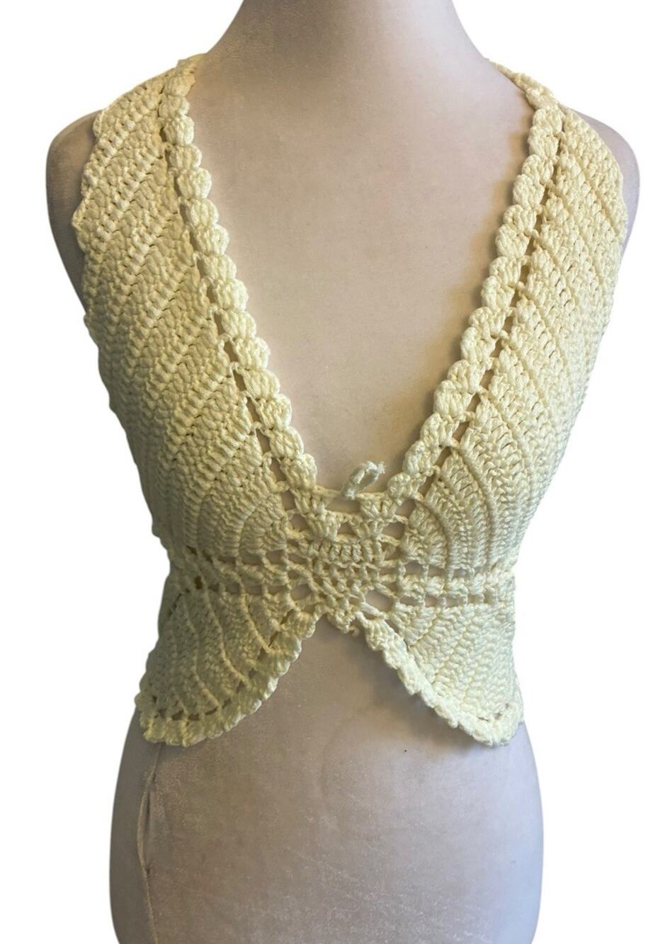 Y2K crochet Knit butterfly crop top boho festival Fairy Whimsy Club CREAMY S/M